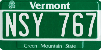 VT license plate NSY767