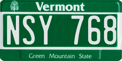 VT license plate NSY768