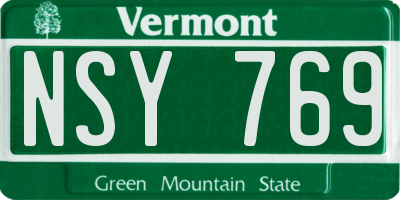VT license plate NSY769