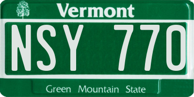VT license plate NSY770