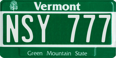 VT license plate NSY777