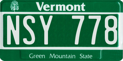 VT license plate NSY778