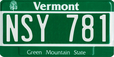 VT license plate NSY781
