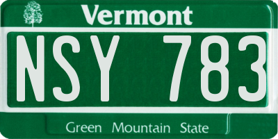 VT license plate NSY783