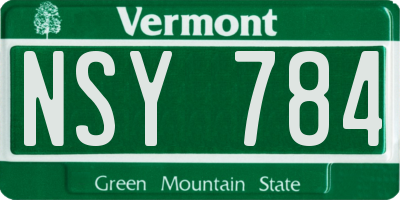 VT license plate NSY784