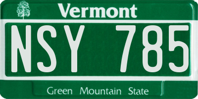 VT license plate NSY785