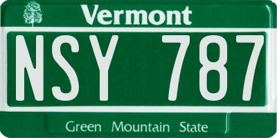 VT license plate NSY787