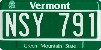 VT license plate NSY791