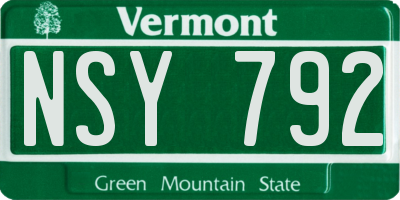 VT license plate NSY792