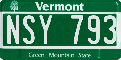 VT license plate NSY793