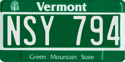VT license plate NSY794