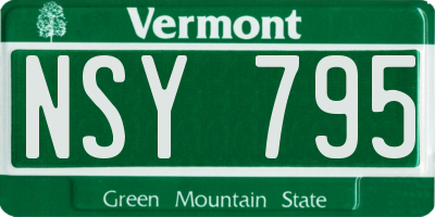 VT license plate NSY795