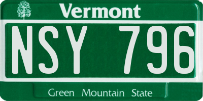 VT license plate NSY796
