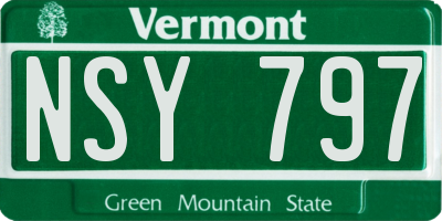 VT license plate NSY797