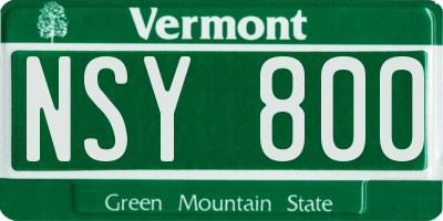 VT license plate NSY800