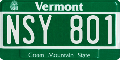 VT license plate NSY801