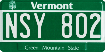 VT license plate NSY802