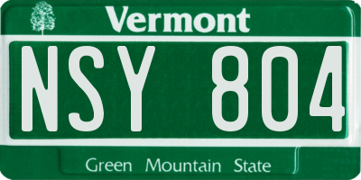 VT license plate NSY804