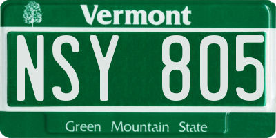 VT license plate NSY805