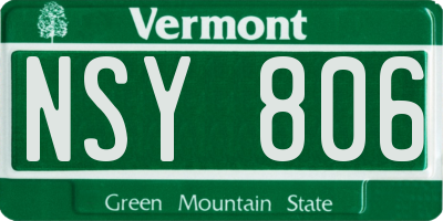 VT license plate NSY806