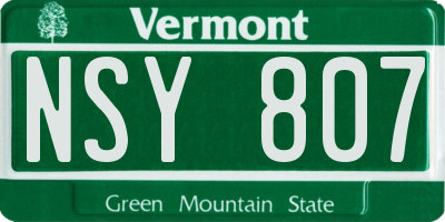 VT license plate NSY807