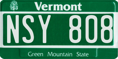 VT license plate NSY808