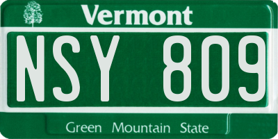 VT license plate NSY809