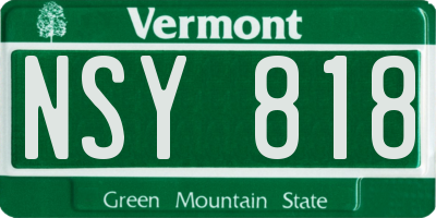 VT license plate NSY818