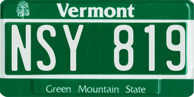VT license plate NSY819