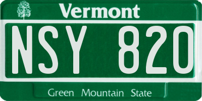 VT license plate NSY820