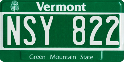 VT license plate NSY822