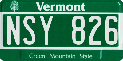 VT license plate NSY826