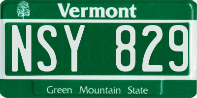 VT license plate NSY829
