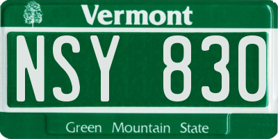 VT license plate NSY830