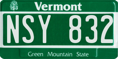VT license plate NSY832