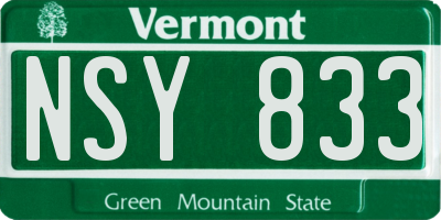 VT license plate NSY833