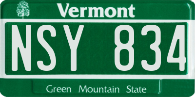 VT license plate NSY834