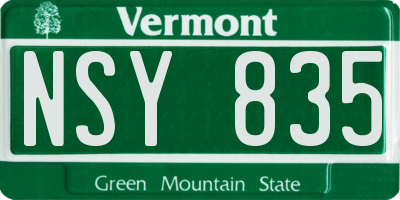 VT license plate NSY835