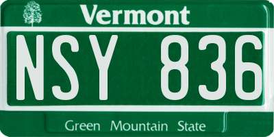 VT license plate NSY836