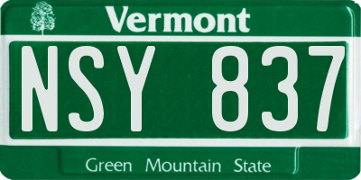 VT license plate NSY837