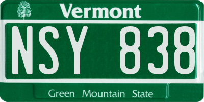 VT license plate NSY838