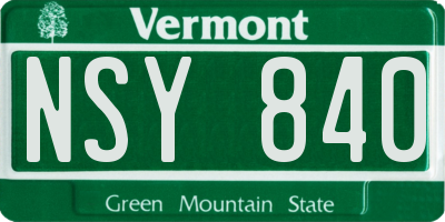 VT license plate NSY840