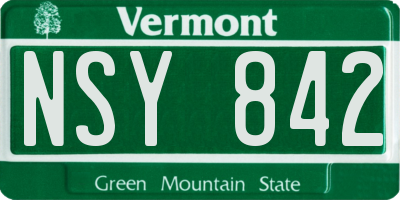 VT license plate NSY842
