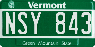 VT license plate NSY843