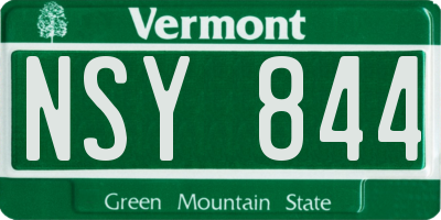 VT license plate NSY844