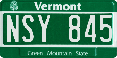 VT license plate NSY845