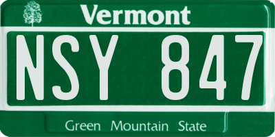 VT license plate NSY847
