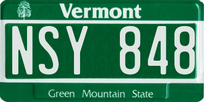 VT license plate NSY848