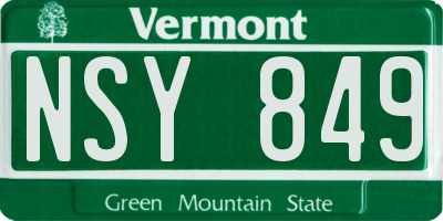 VT license plate NSY849