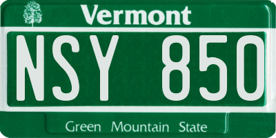 VT license plate NSY850